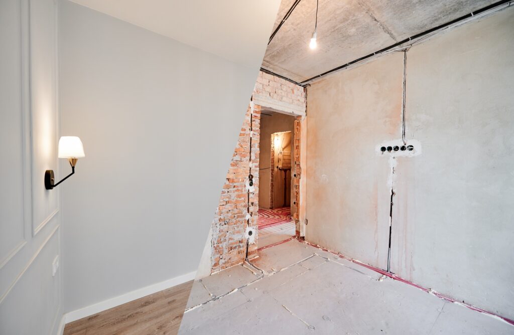 Comparison of bedroom before and after renovation.